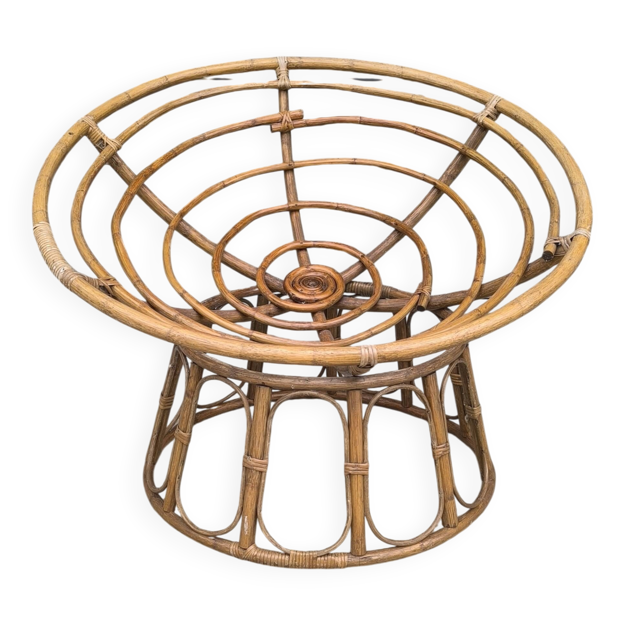 Papasan loveseat chair in rattan, 1950