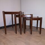 3 vintage Scandinavian white laminated teak nesting tables 1960 1970