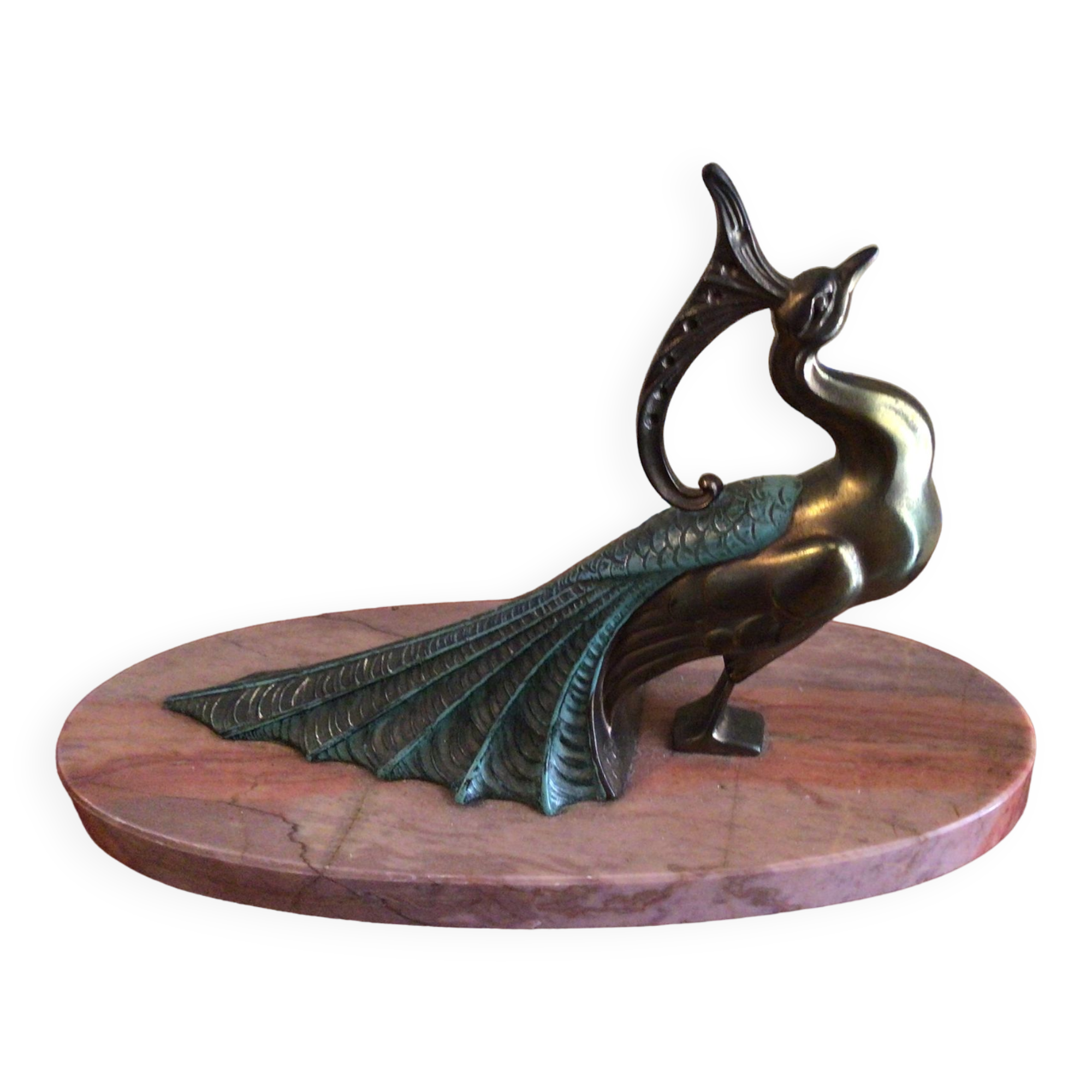 Bookhouse. Art Nouveau signed TED peacocks.