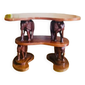 Mid-20th century Elephant shelf console in solid mahogany