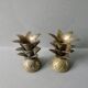 Pair of pineapple candlesticks, brass