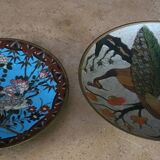 Asia circa 1900: two cloisonné enameled brass plates
