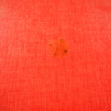 TABLE with two Italian EXTENSIONS and its 6 vintage CHAIRS of the 1970s in red color