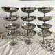 Vintage stainless steel cups on foot