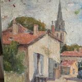 Painting oil ancient landscape