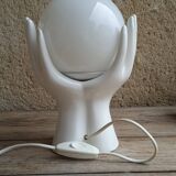 White ceramic and glass hand lamp