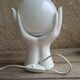 White ceramic and glass hand lamp