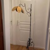 Wrought iron tripod floor lamp & flower lampshade