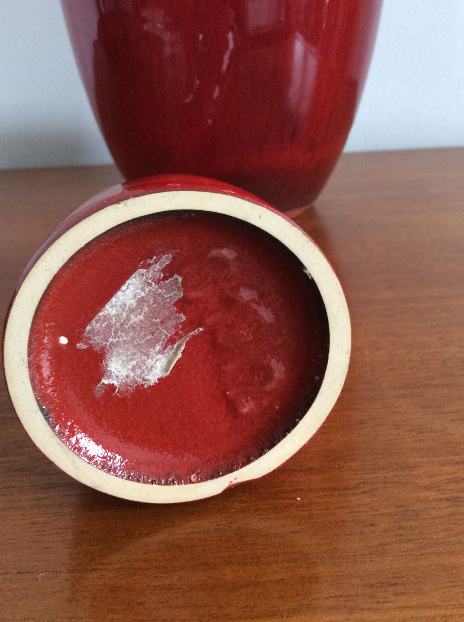 Série de 3 vases céramique rouge vintage des années 60-70
