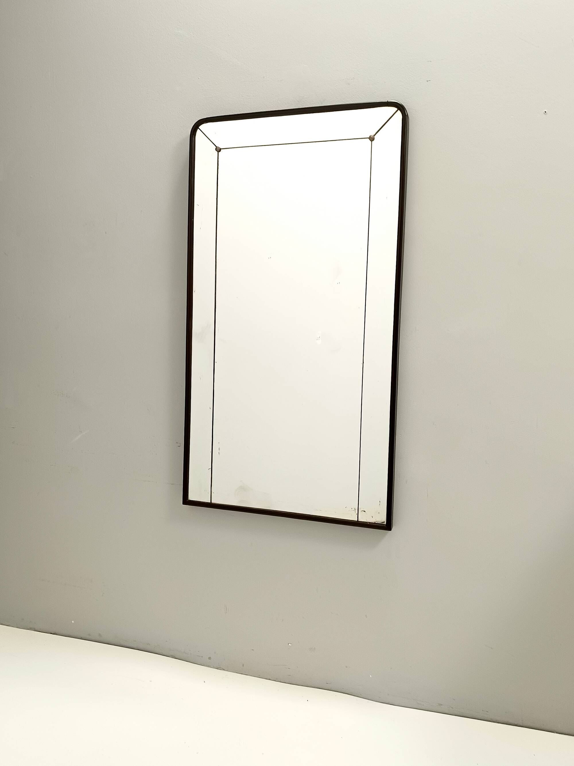 Art Deco Rectangular Wall Mirror with Black Beech Frame, Italy