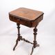 Antique sewing/side table with built-in storage - hand polished mahogany - turned legs - year 1890s