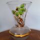 Old glass vase with gilding and Art Deco painted flowers