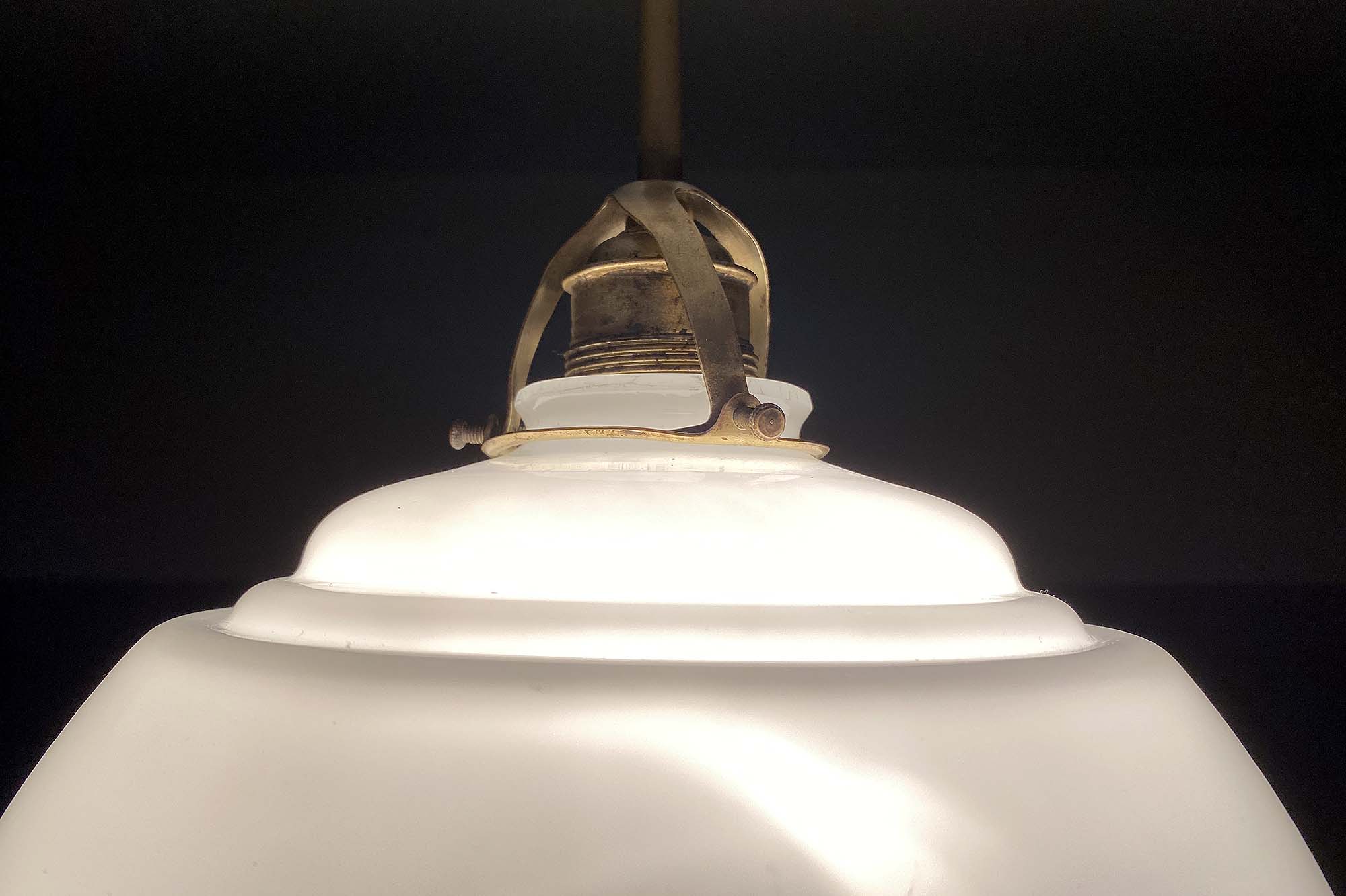 Art Deco pendant lamp, brass glass