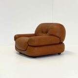 Cognac brown leather Sapporo armchair for Mobil Girgi