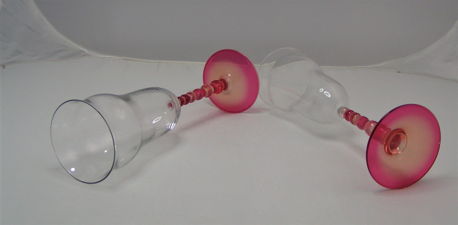 6 colored glass champagne flutes