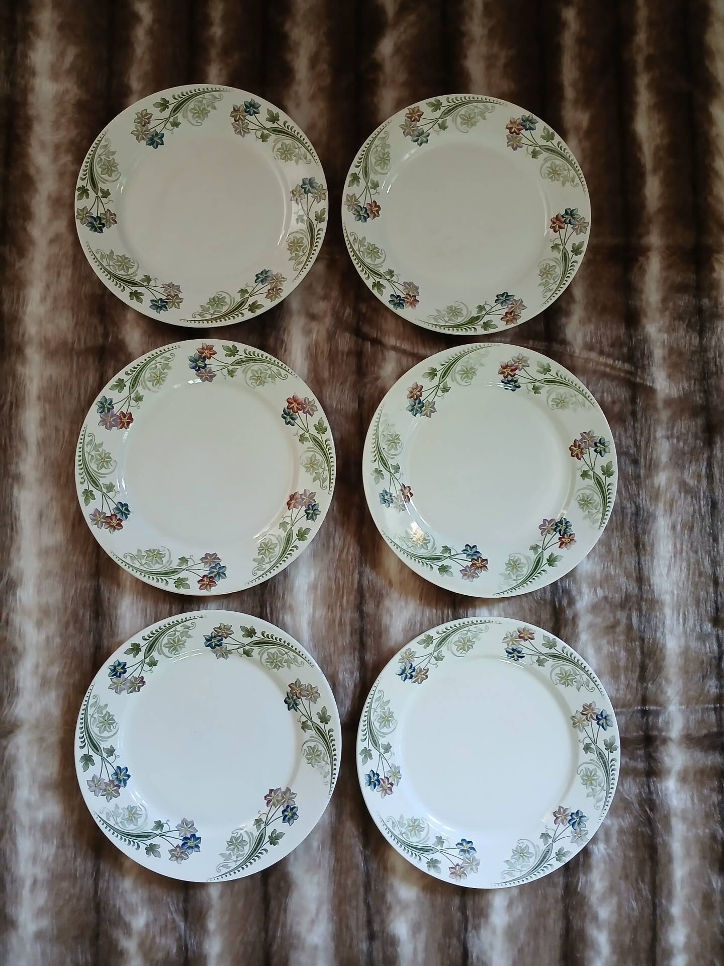 6 antique flat plates U&C Sarreguemines