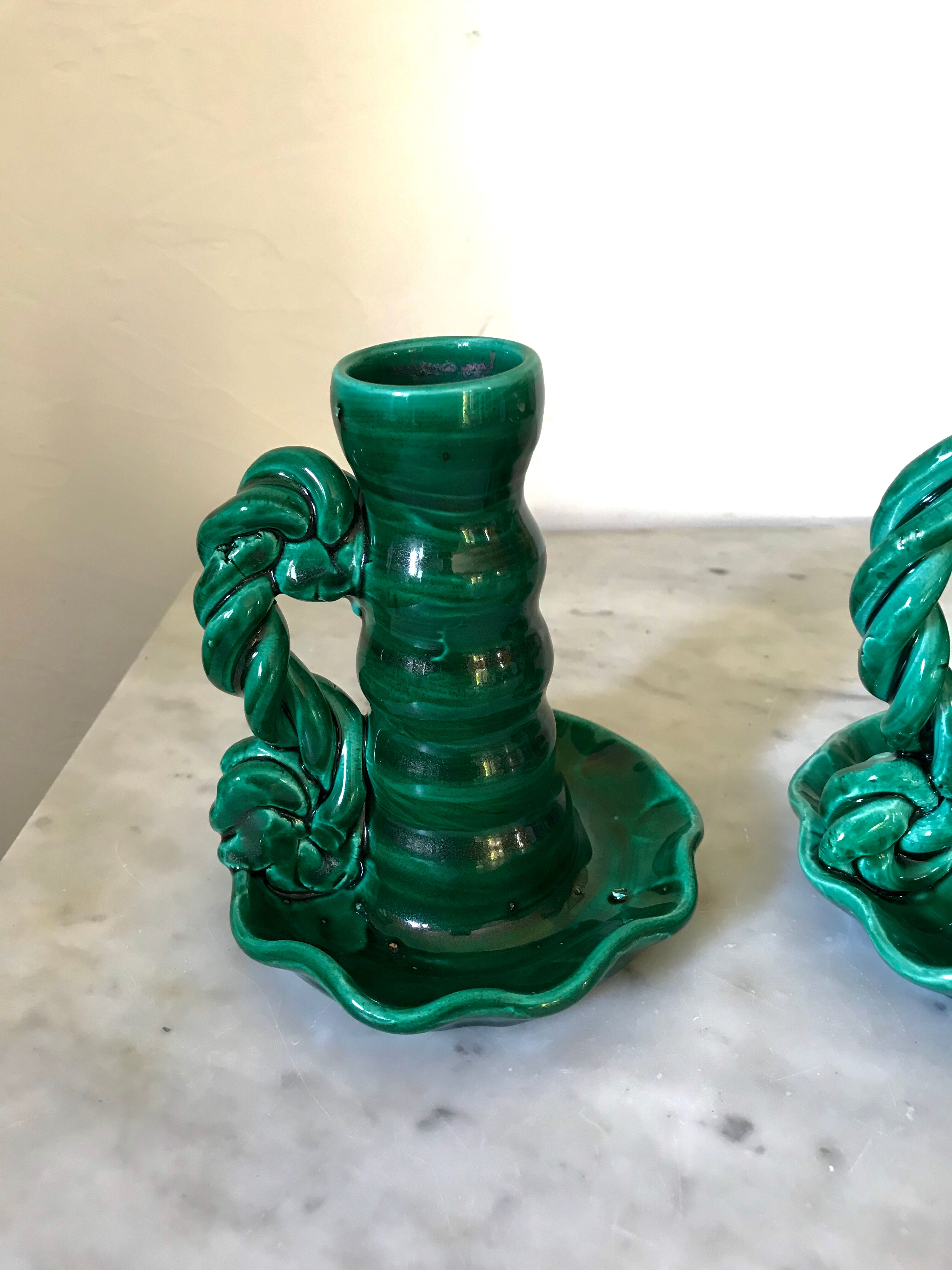 Pair of ceramic candlesticks
