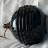 Black opaline ball lamp foot France art deco