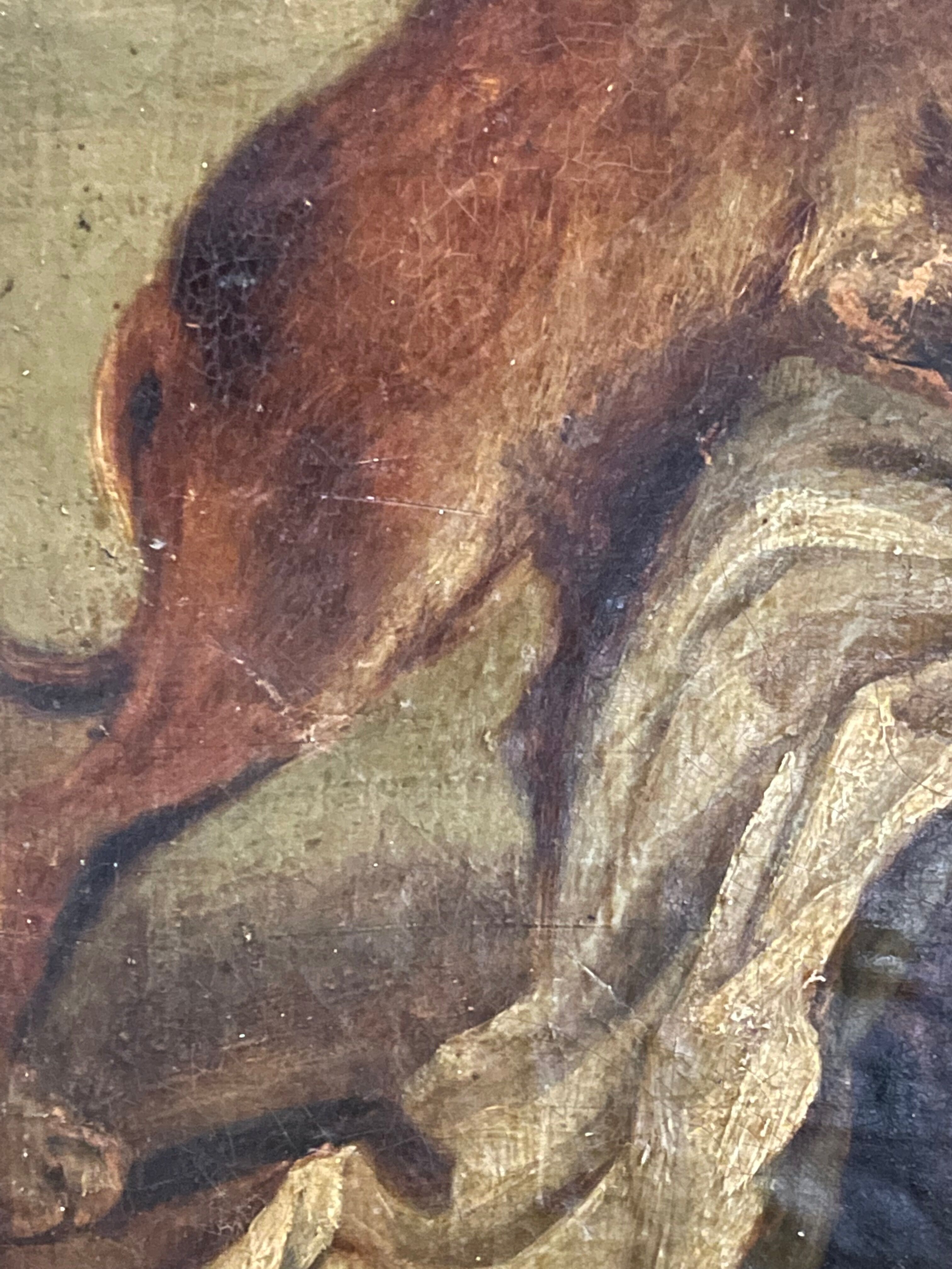 Painting old animal painting, dog Greuze, eighteenth