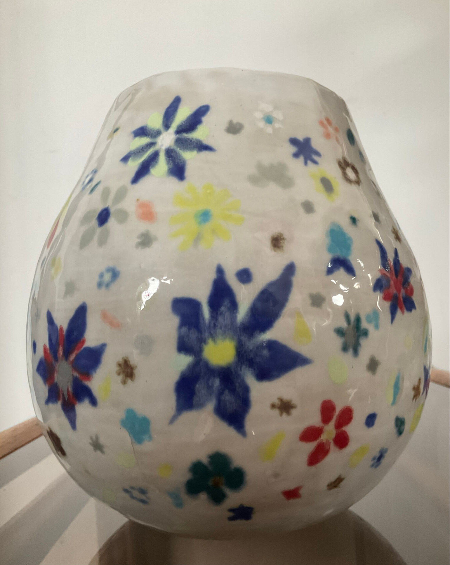 Vase boule vintage en céramique émaillé décor Millefiori