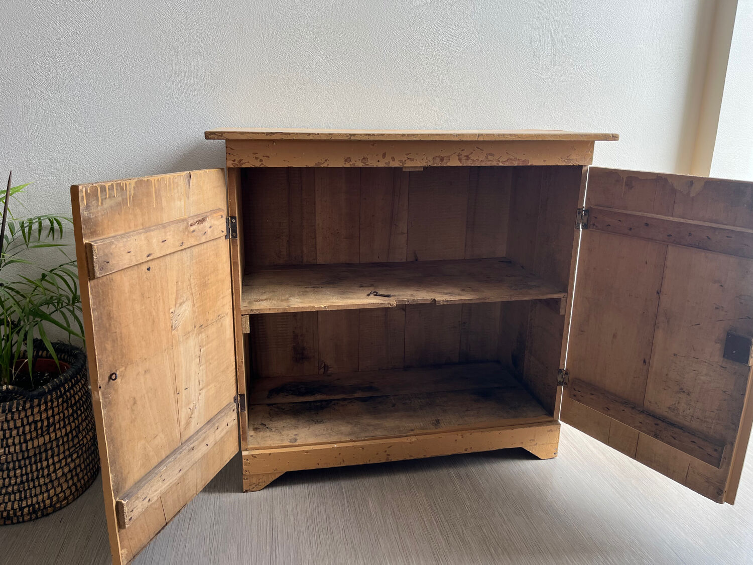 Antique Parisian sideboard with patinated wood / jam cabinet