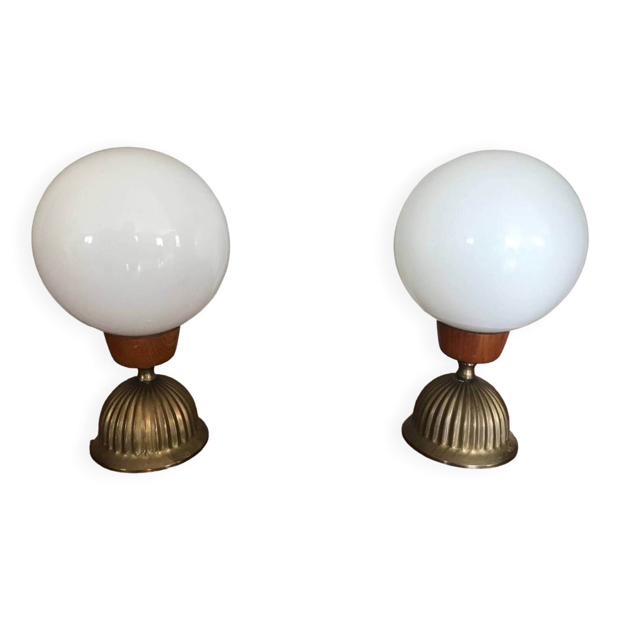 Pair of Art Deco opaline lamps