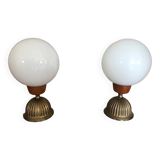 Paire de lampe Art Déco en opaline