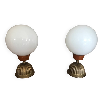 Pair of Art Deco opaline lamps