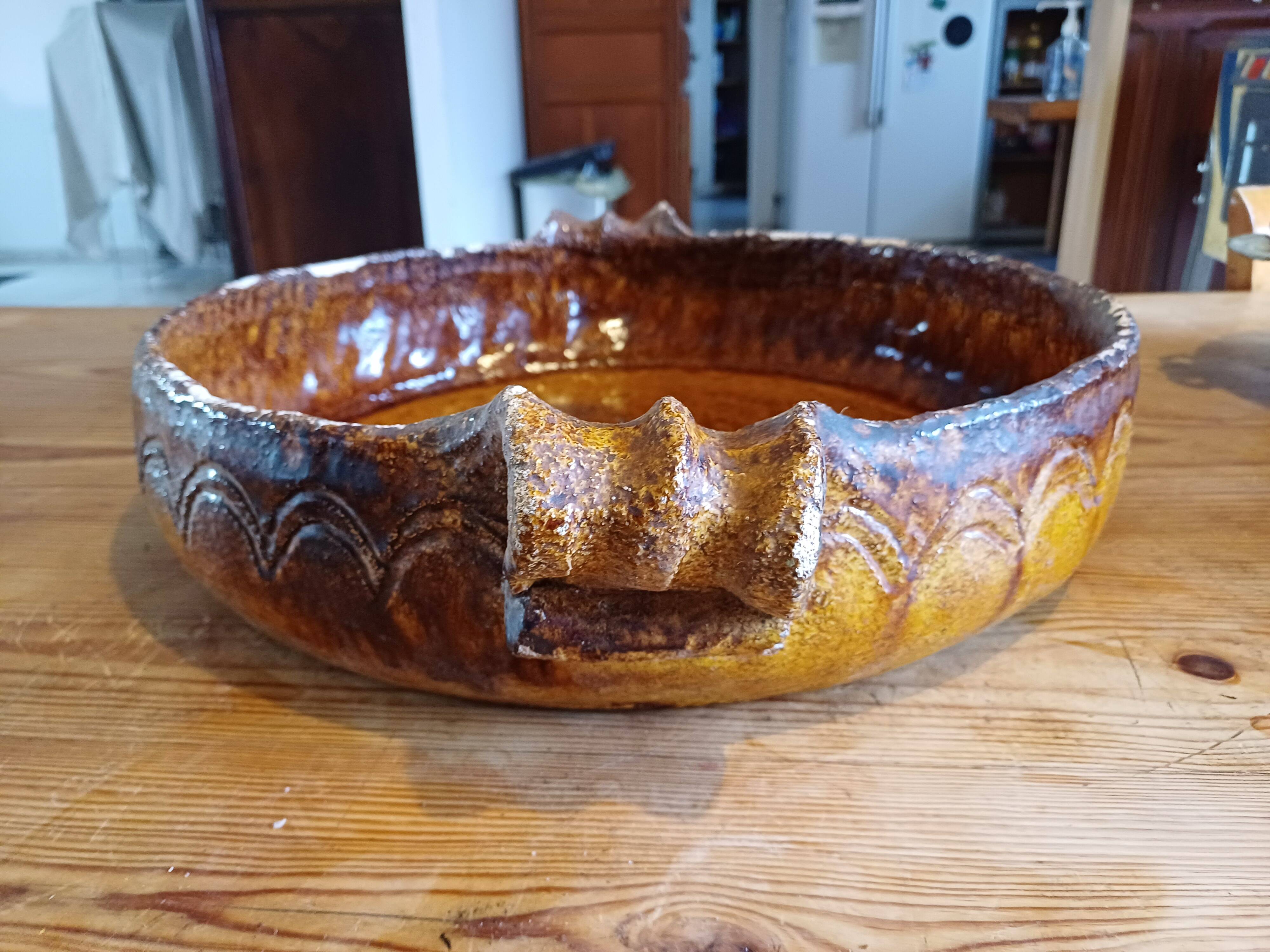 19th century enamelled terracotta dish