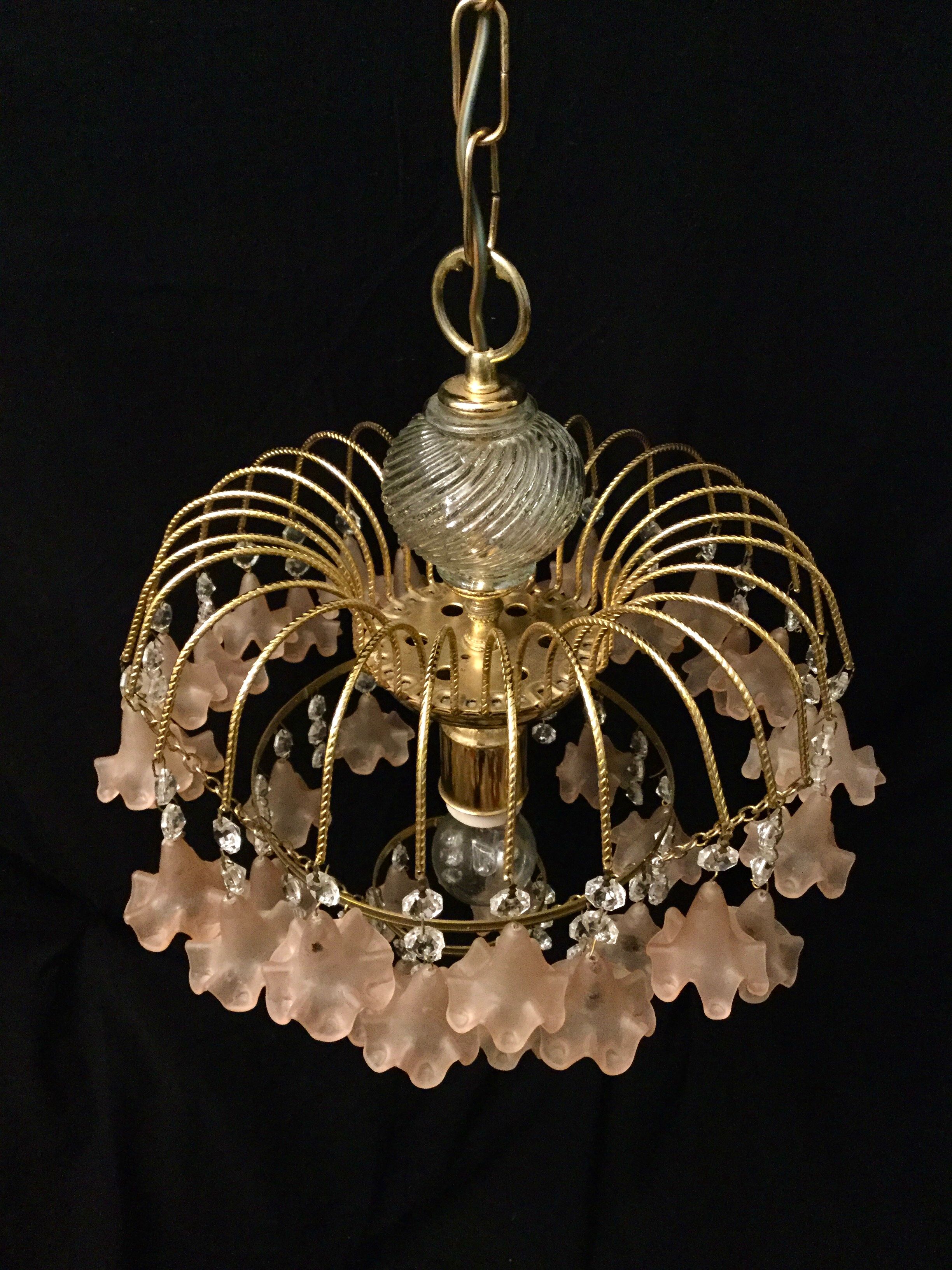 Pink stamps chandelier, 1970s
