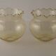 Set of 2 Vintage French Amber Ribbed Effect Glass Shades with Frilled Edge 5595