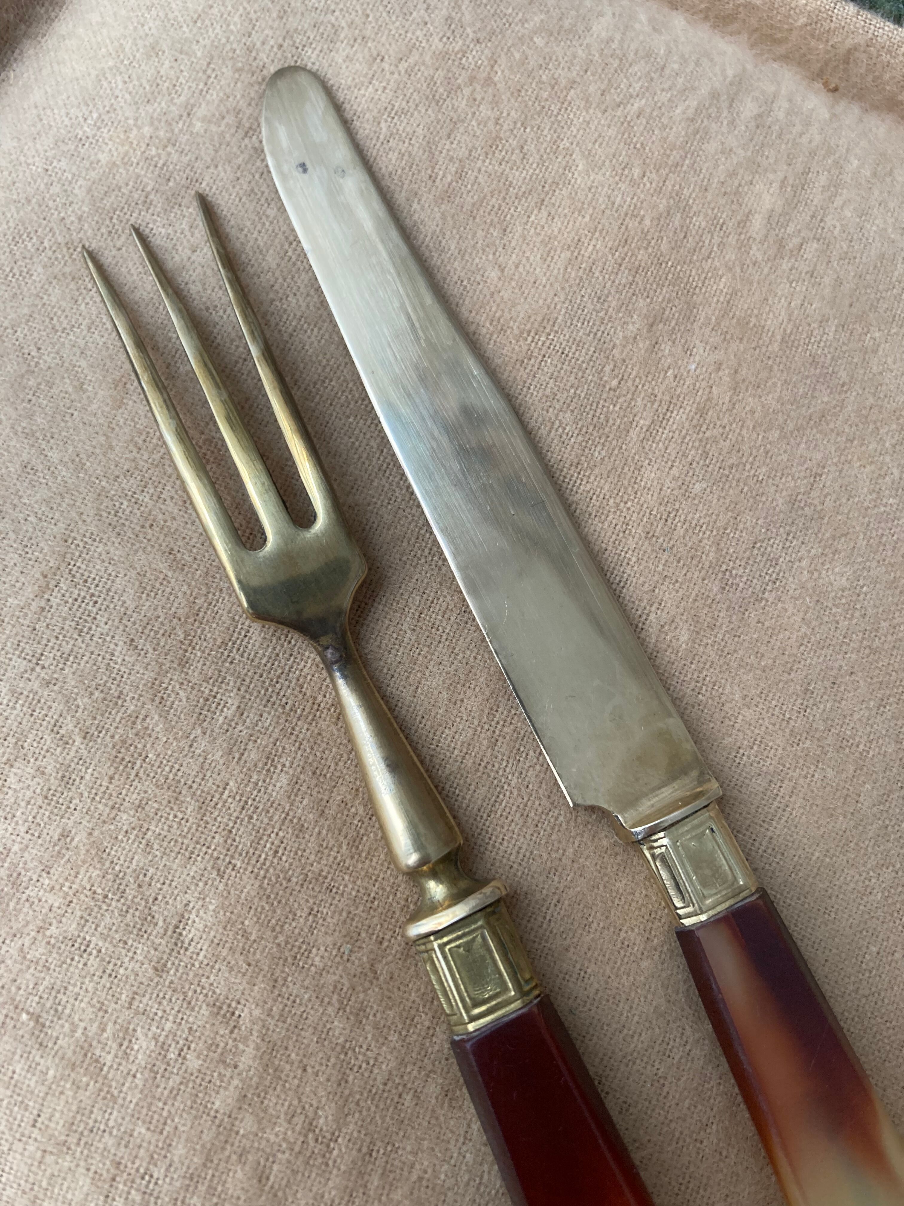 Set of 12 cutlery with golden ancient fruits