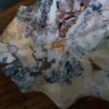 Iridescent enamelled leaf catchall, signed Gfredy.