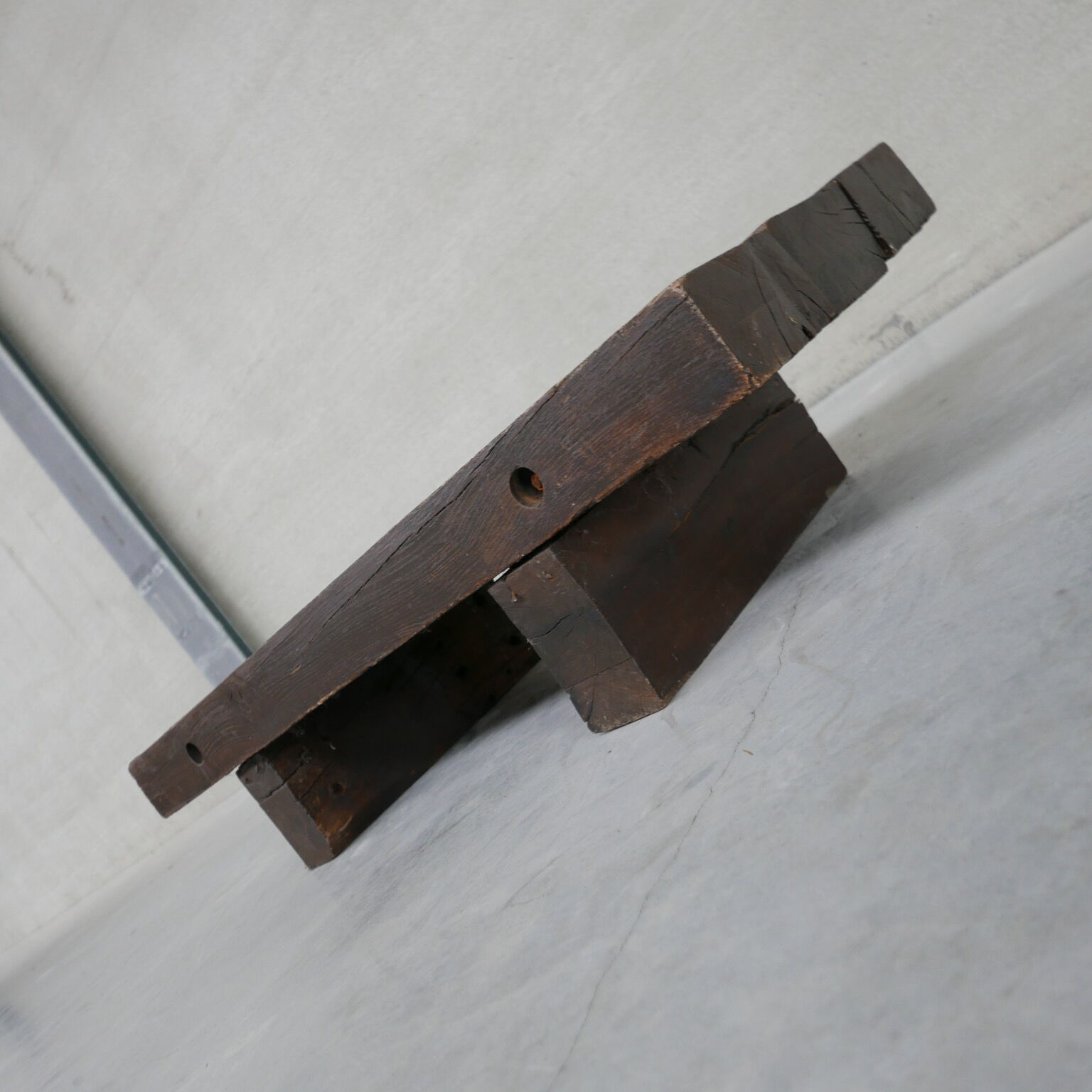 Brutalist belgium oak sleeper mid-century coffee table