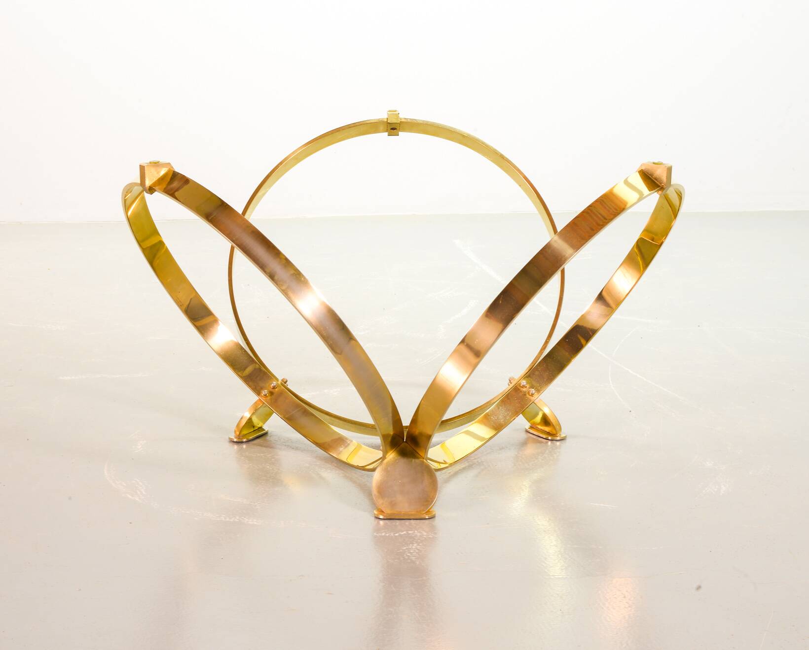 Knut Hesterberg Round Brass Coffee Table with Smoked Glass Top Germany, 70s