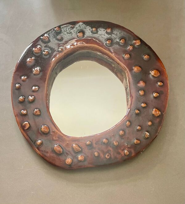 Miroir en céramique signé Ferré 1974