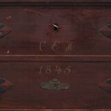 Swedish rustic farmhouse folk art blanket chest 1845