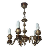 Empire style bronze and copper chandelier, 20th century