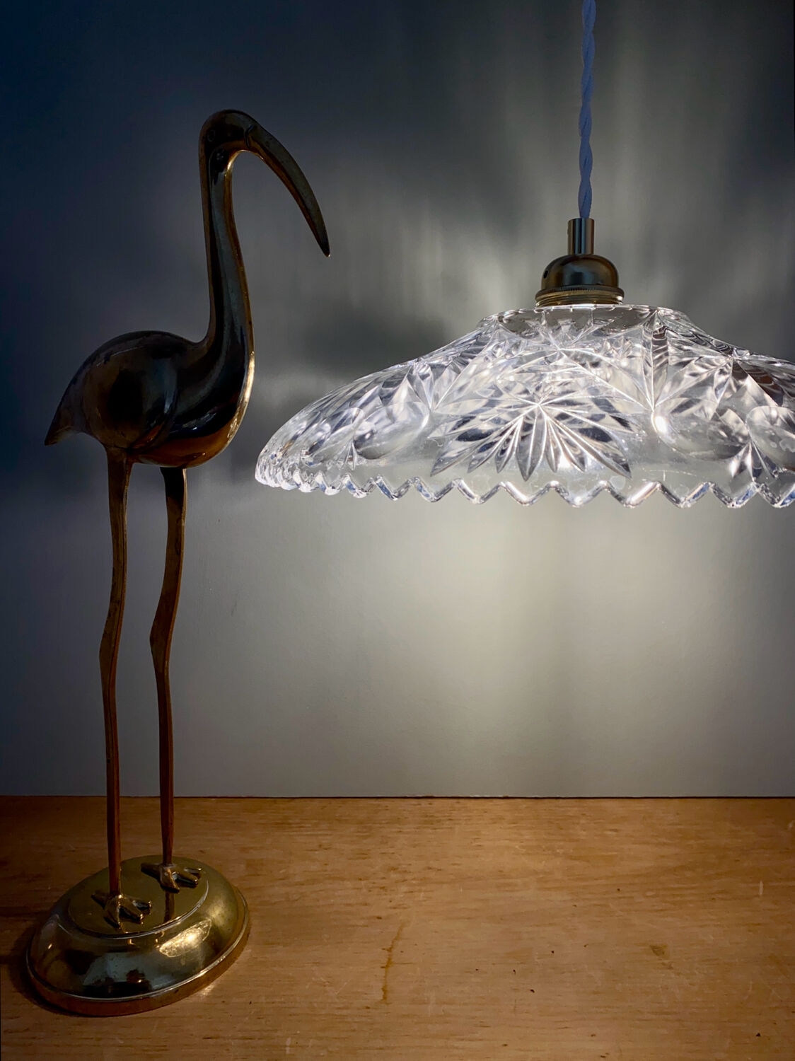 Vintage glass lampshade pendant light - tableware collection -
