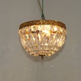 French Mid-Century Bronze and Crystal Bag Light – Flush Mount 5202