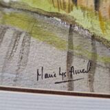 Framed gouache signed Marie Lys Ameil, circa 1960