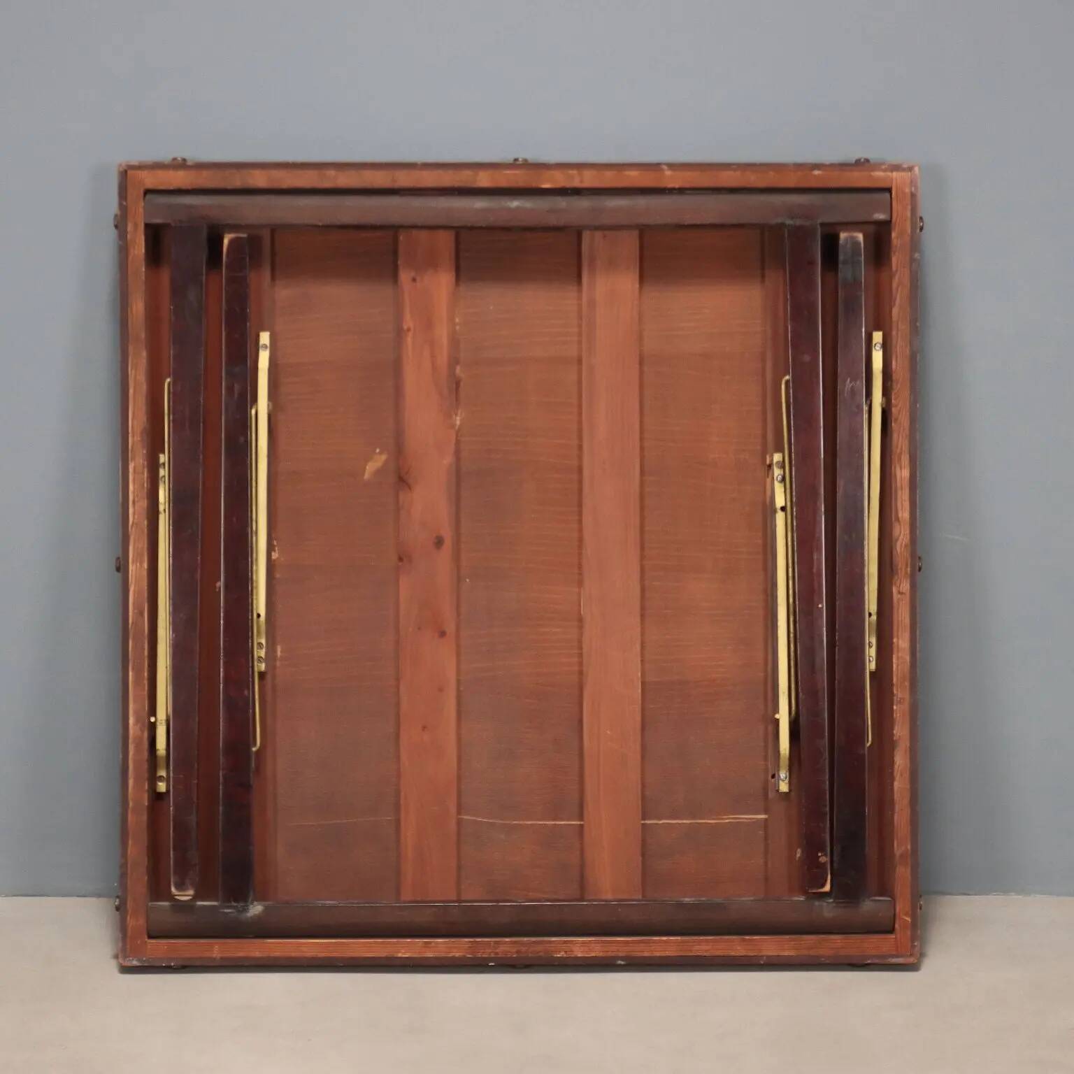 Table de jeu pliante vintage en hêtre teinté, Italie, années 1960