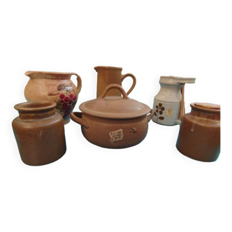 Lot of pots, decanters, stoneware pot