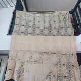 vintage crochet plaid blanket 236cm by 170cm beige color