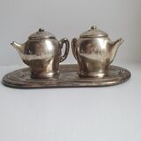 Set three pieces salt shaker and pepper teapots miniature teapots