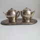 Set three pieces salt shaker and pepper teapots miniature teapots