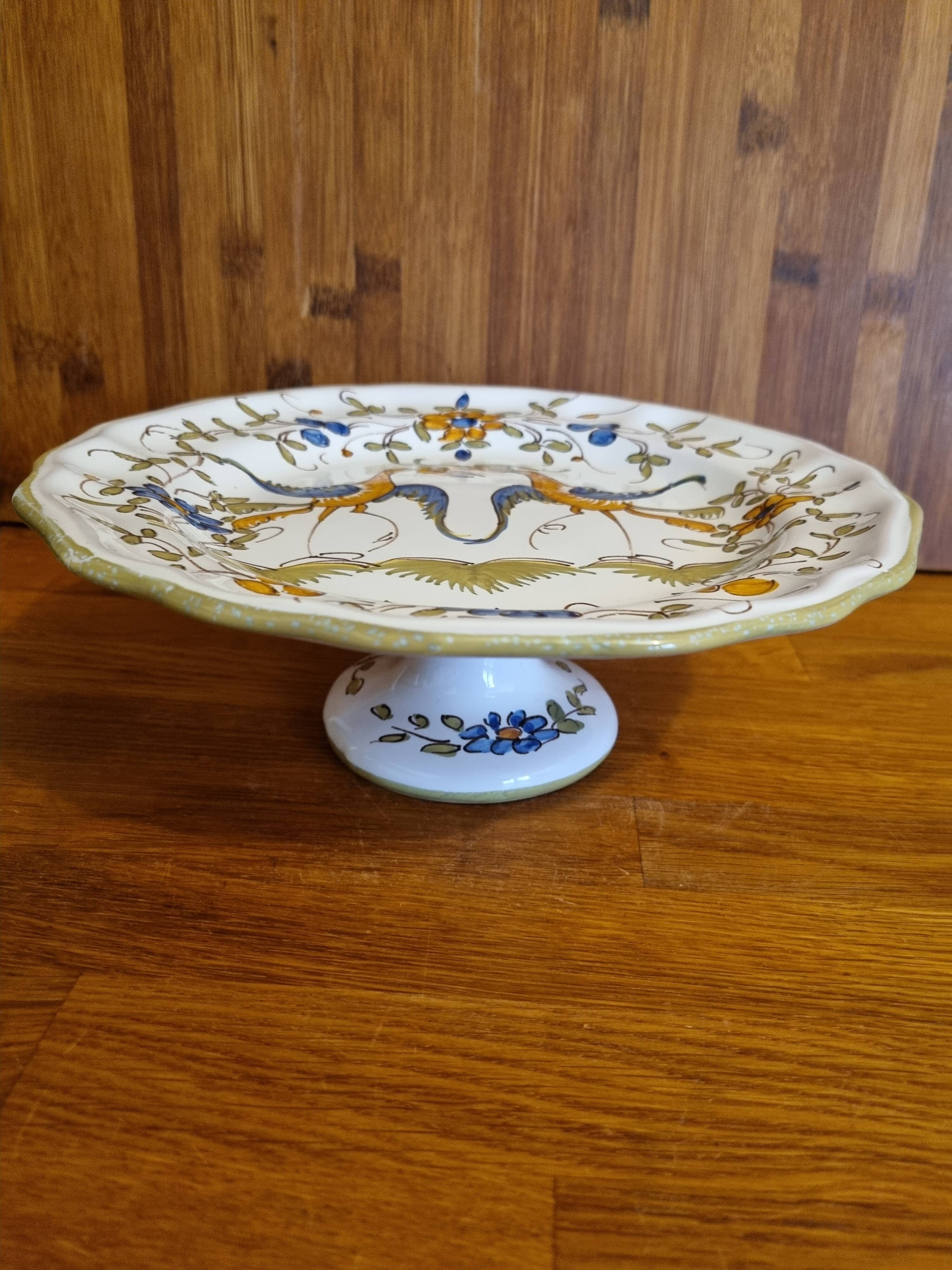Assiette de présentation sur pied douche Martres Tolosane décor Moustier