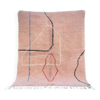 Tapis rose tissé en laine fait main traditionnelle taille 250cmx150cm