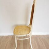 Vintage Thonet Bentwood Dining Chair: Cane Seat, Yellow Fabric Back