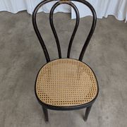 Vintage Bentwood Dining Chair: Black Thonet Style Cane Seat